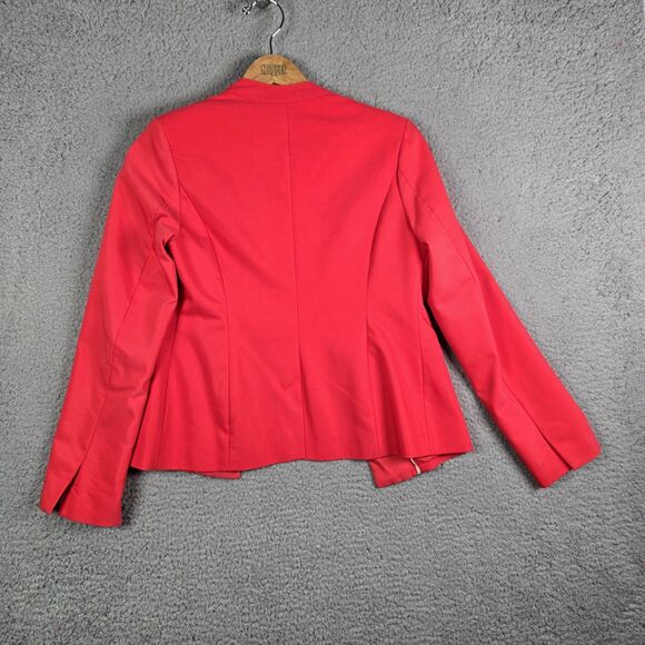 Versona Red Blazer 2 Collarless Hook Eye Pockets Split Cuffs Stretch Work Jacket - Picture 16 of 16
